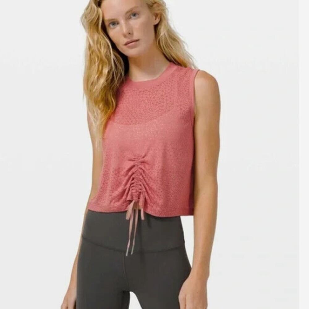 Lululemon Cinch Me Up Front Tank Top Veil Cherry Tint sz 4-6 Small